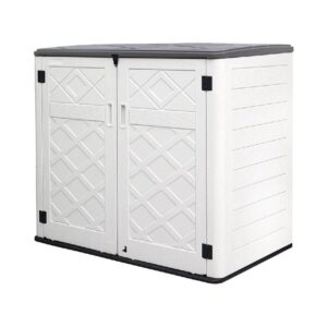 Off-White Resin Outdoor Storage Shed