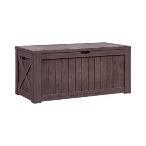 Deep-Brown Resin Waterproof Deck Storage Box
