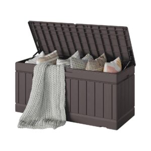 Brown Resin Outdoor Storage Bench