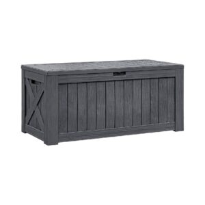 Gray Resin Waterproof Deck Storage Box
