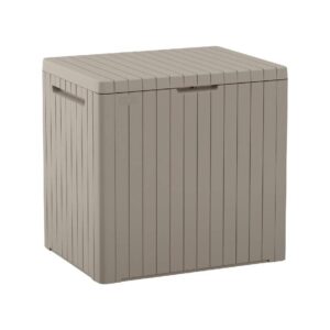 Beige Resin Outdoor Storage Table