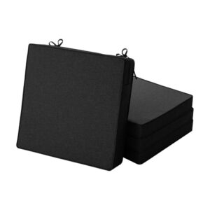 Black Water-Resistant Outdoor Chair Cushions