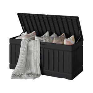 Black Resin Outdoor Storage Bench