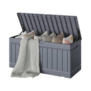 Gray Resin Outdoor Storage Bench